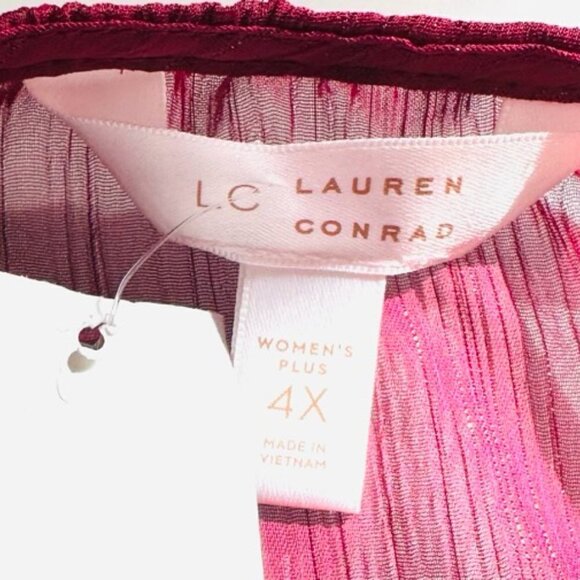 NWT LAUREN CONRAD Women Long Sleeve Pullover Sheer & Tank Red Shirt Plus Size 4X - Picture 12 of 14